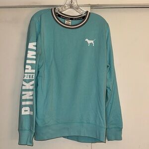 Victorias Secret PINK aqua blue limited edition crew neck sweatshirt